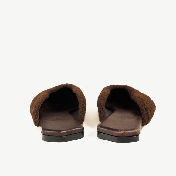 Tibi Nori Brown Short Faux Fur Slides - Picture 3 of 8